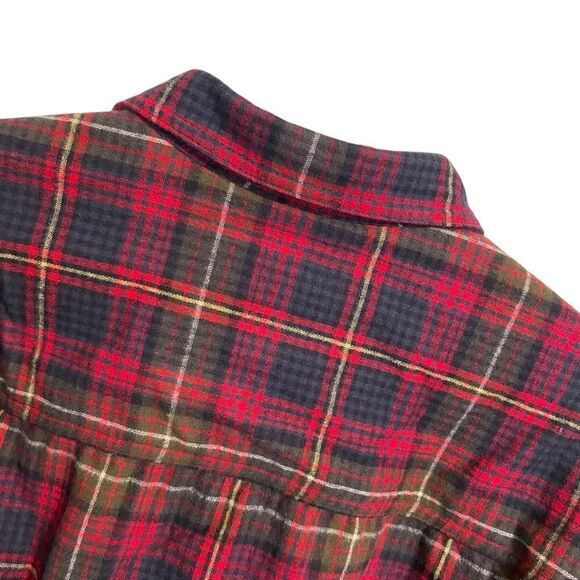 Eddie Bauer Cotton Thick Flannel Button Down Shirt Red Blue Size MED - Picture 6 of 7